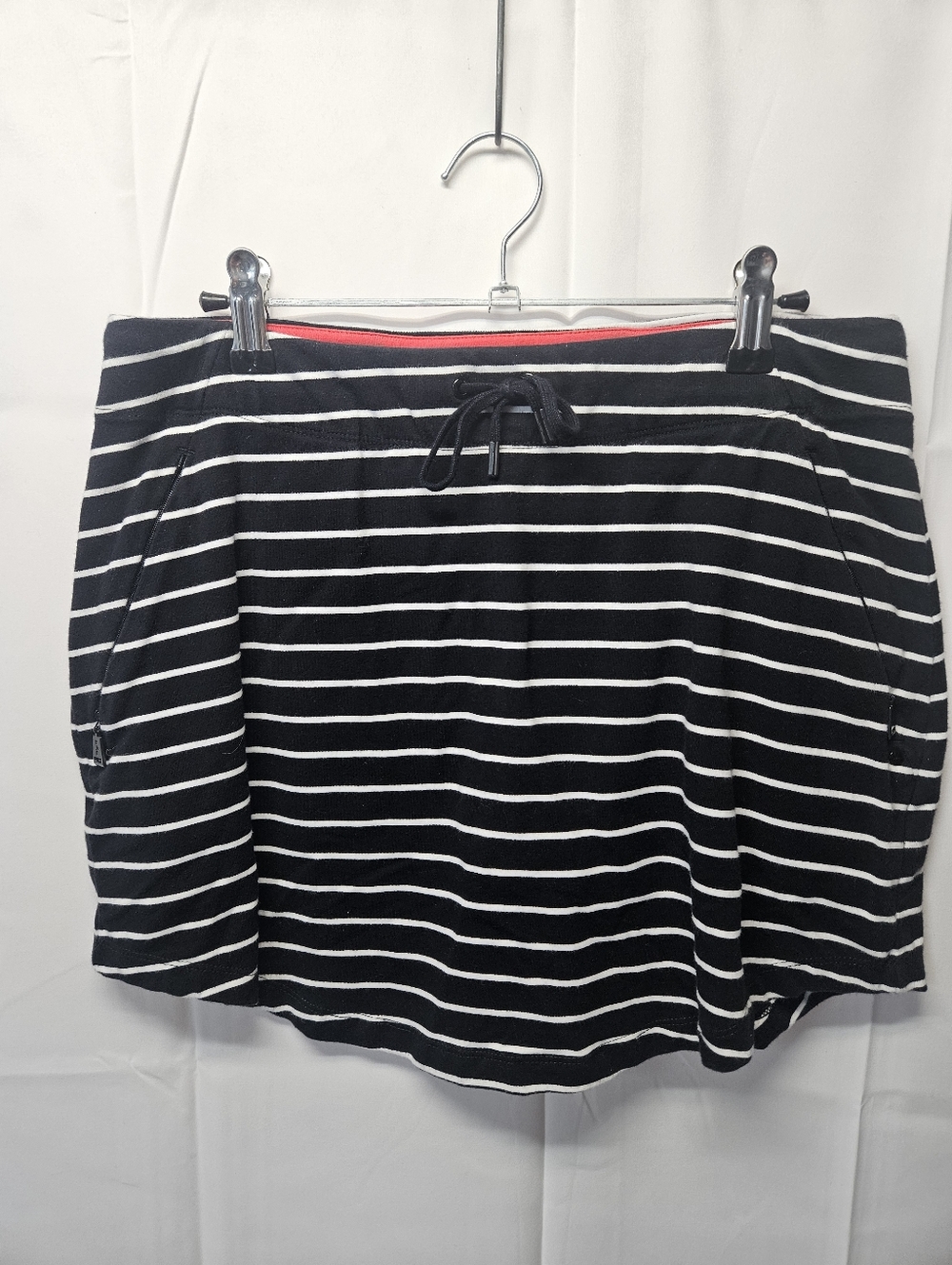 Ralph Lauren Black & White Striped Drawstring Skort with Pocket Detail